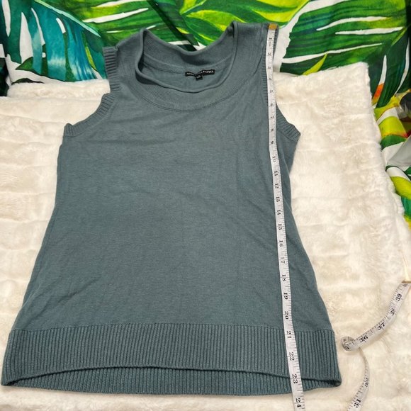 Adrianna Papell Green Small Tight Knit Ribbed Hem Sleeveless Office Sweater - Picture 8 of 13